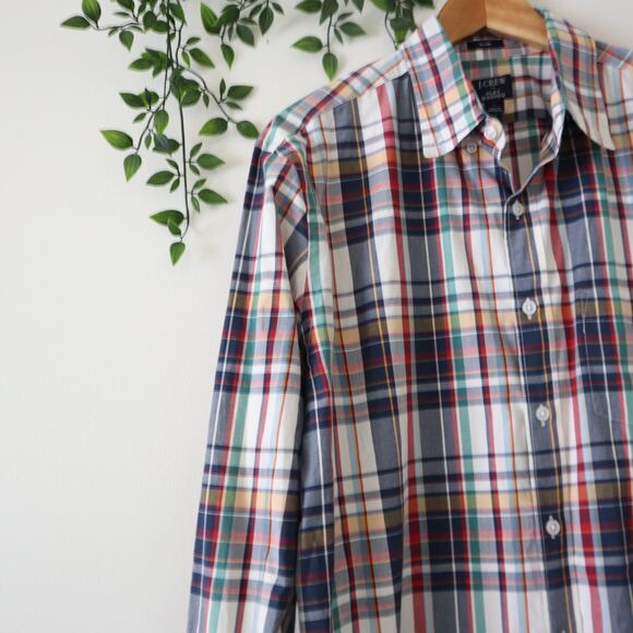 J.Crew Men's Flex Washed Slim Fit Multicolored Plaid Button Down Shirt Size L - Picture 2 of 4